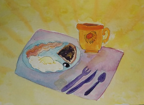 watercolor breakfast