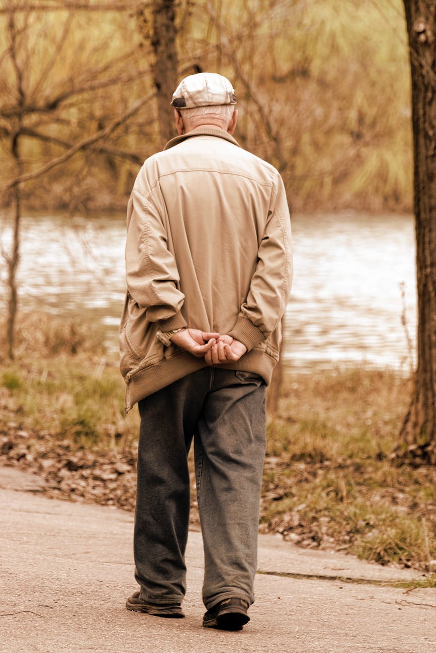 man walking in park